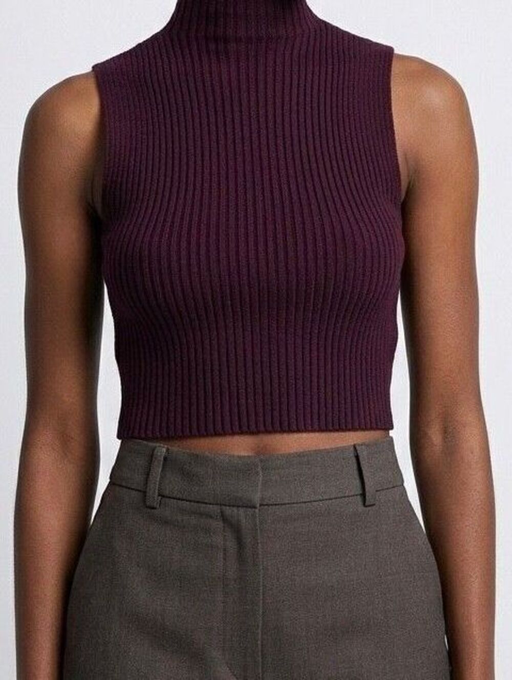 ZARA Ultra Soft Ribbed Knit Mock Tank (L)